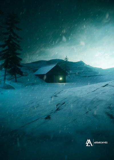 Cabin In The Snow | Day 1601 art concept design digital illustration movie photo manipulation poster realism