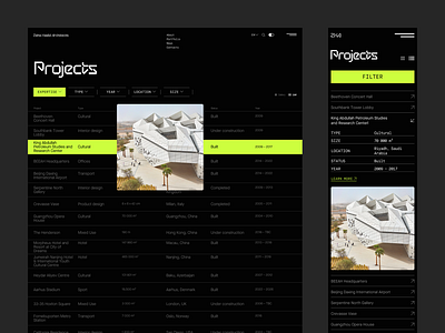 Zaha Hadid Architects website redesign. Portfolio page (grid) architectural bureau architecture tilda uxui webdesign website website development website redesign