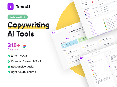 Copywriting AI Tools Web App UI Kit design figma figma design ui ui design ui kit uihut uikits web app website design