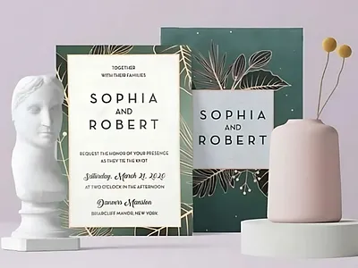 White Green Matte Wedding Invitation: Alfresco invitation paper and envelopes