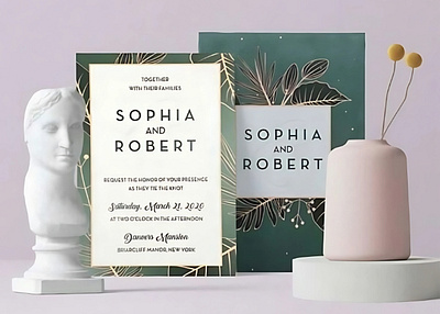 White Green Matte Wedding Invitation: Alfresco invitation paper and envelopes