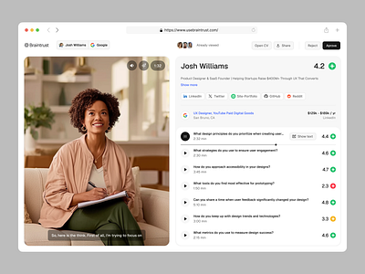 BrainTrust Ai-Interviewer concept dashboard ai app app design artificial intelligence clean ui concept design dashboard design hawl hr platform interface minimal modern ui product design recruitment saas design ui ux vadim marchenko web app