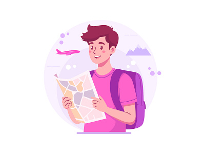 Travel & Exploration Planning - Flat Illustration adventure booking app branding character design digital nomad exploration flat illustration getaway holiday illustration lifestyle map modern plane tourism travel travel tech vacation vector wanderlust
