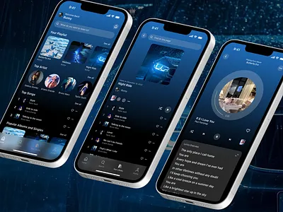 Music App UI Design 🎶 blue design blue ui design mobile blue ui mobile list ui design mobile app music app music ui mobile spotify app spotify ui design ui design ui mobile