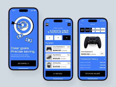Fintech Mobile App for Smart Savings Goals app design app interface application ui banking app dashboard ui financial app fintech goal tracker mobile mobile app mobile app design mobile ui modern app ui popular savings app ui design ui ux