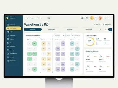 Warehouse Inventory Dashboard admin panel crm dashboard inventory inventory management inventory management software inventory software logistic online store order management product product design saas saas design uiux warehouse warehouse management system warehouse software web app web design