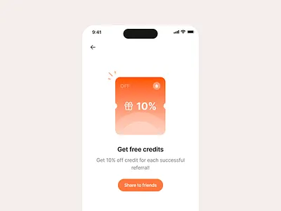 Renta: Free Credits Referral apartment rent app bonus screen card ui app clean credits earn credits ios app mobile app design modern app referral share earn share screen ui ui design user interface