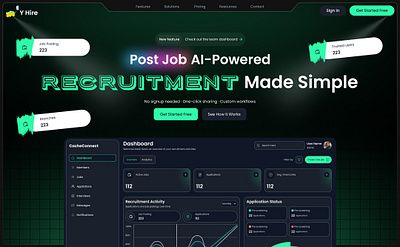 AI-Powered Recruitment—From Job Post to Interview, Made Simple. saas design.
