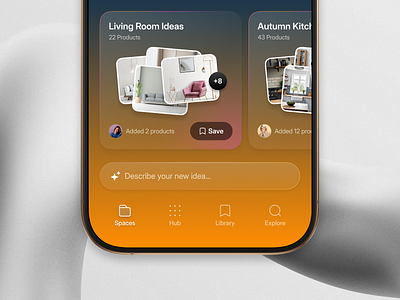 Spaces & Inspiration - App UI ai app clean decoration furniture home design interior design ios product design ui user interface