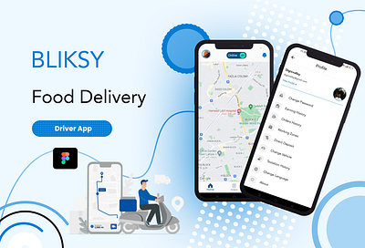 Food Delivery App - Delivery Driver App - BLIKSY app app design branding branding design daily ui design figma illustration logo photoshop prototyping ui uiux user experience user interface user research ux vector wireframes