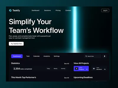 Taskify – Modern Project Management Dashboard UI dark ui dashboard landingpage modern design productivity task management ui ux
