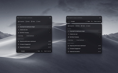 Quiz: Left or Right? app clean dark mode galss modal product design saas search ui web app