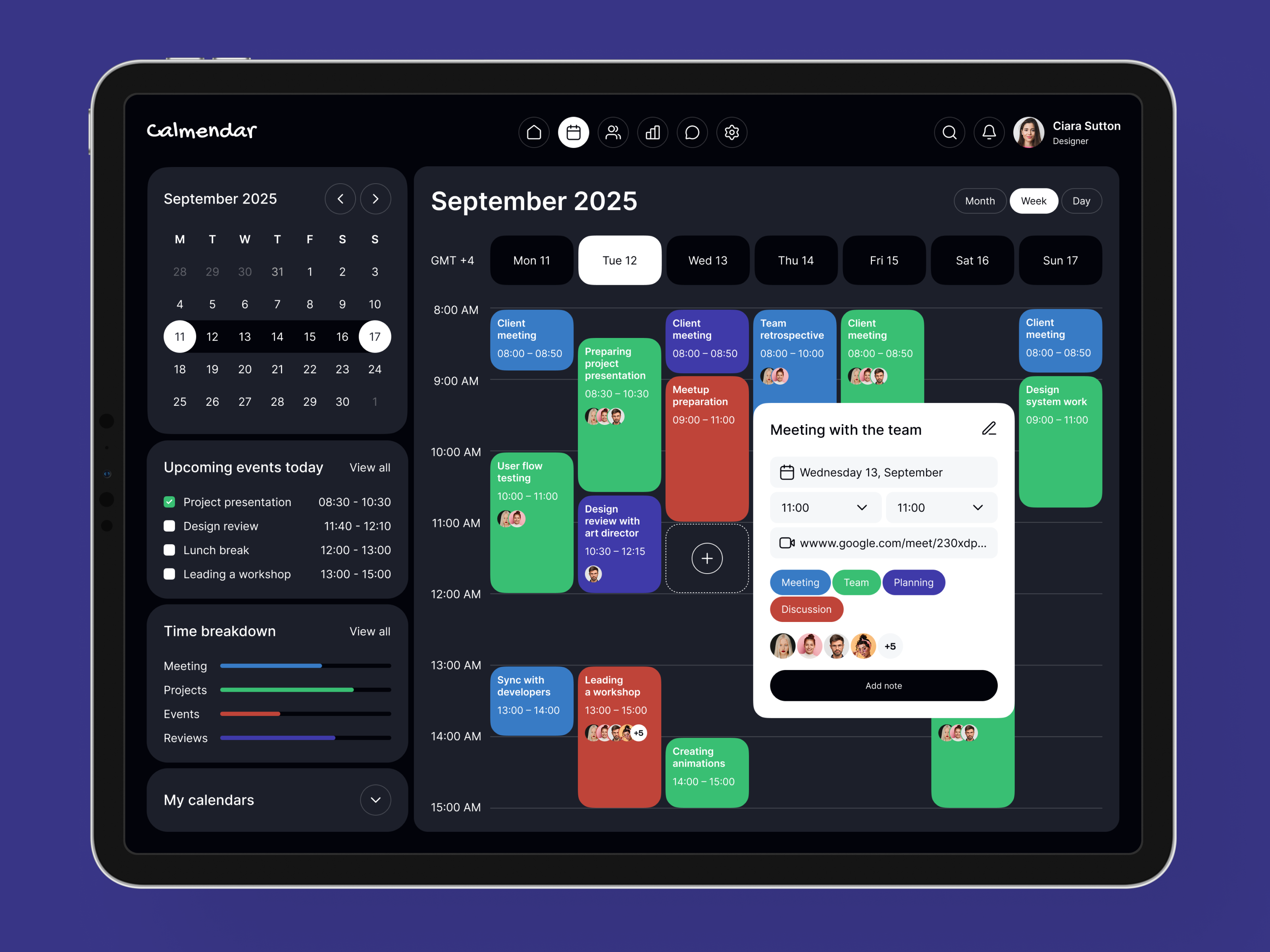 Calendar Dashboard SaaS Web App