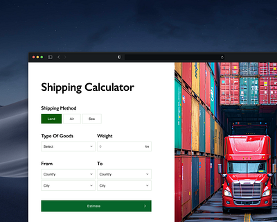 New Concept Drop: Logistics Landing Page / UX & UI / Web-design calculator cargo clean delivery landing landingpage logistic logistics luxury minimal minimalistic ship shipping ui uidesign ux uxdesign web webdesign website