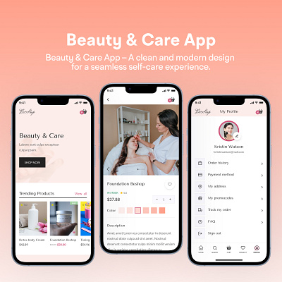 Beauty & Care App Modern UI Design branding graphic design logo ui