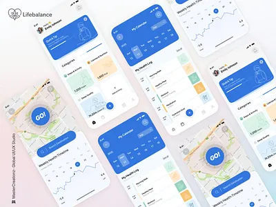 Lifebalance – Modern Health & Wellness App UI app concept app design branding daily tracking dashboard design flat health app health tracker healthcare illustration minimal minimalism mobile app design modern ui popular track records ui uiux design userexperience wellness app