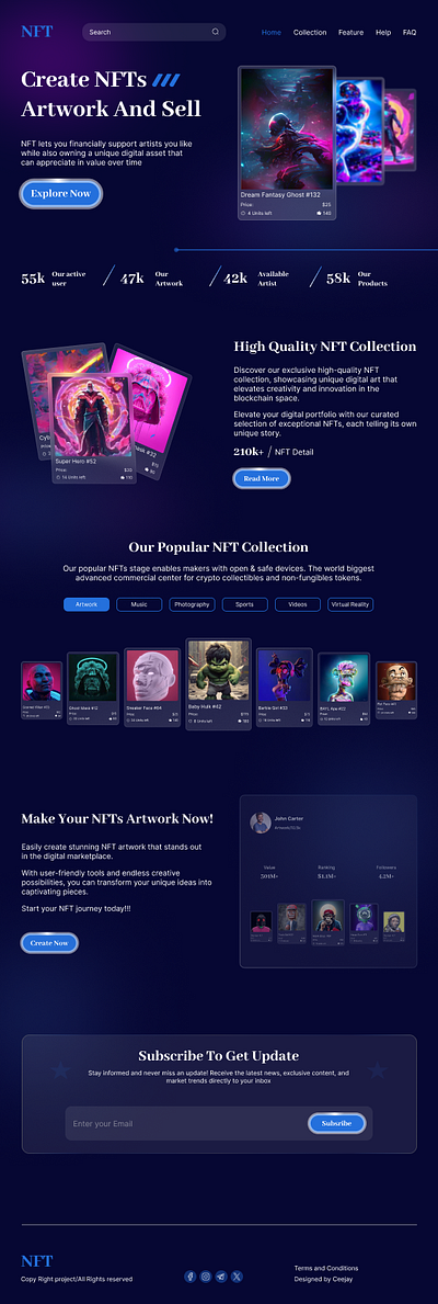 NFT Landing Page landing page landing page design product design ui ui design uiux uiux design