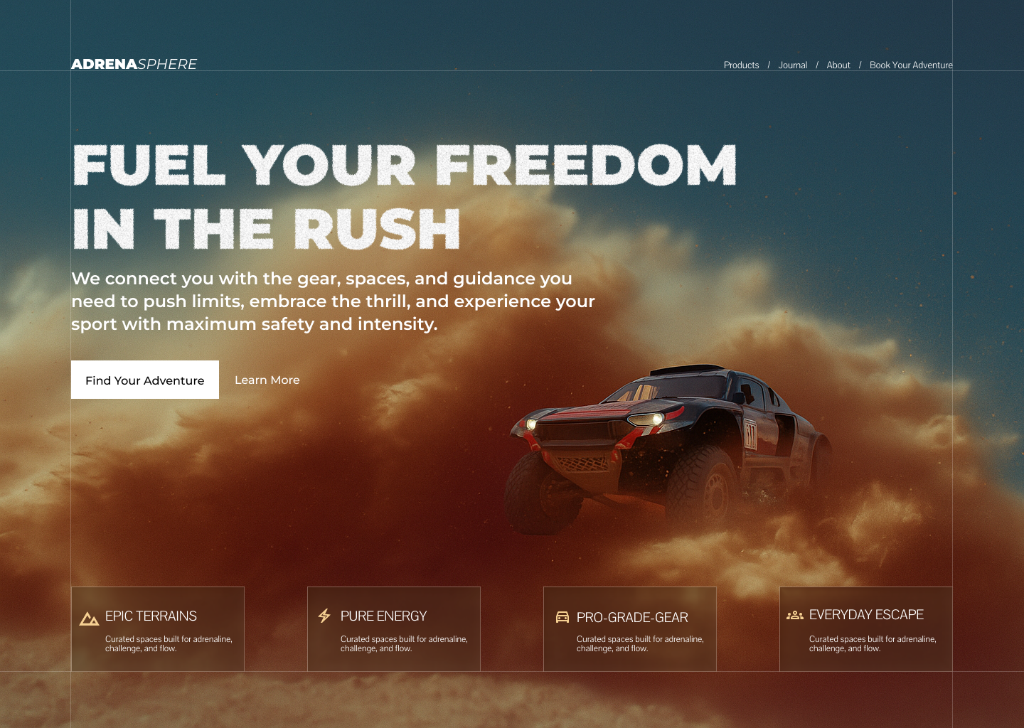 AdrenaSphere — Adventure Landing Page app branding design graphic design illustration logo typography ui ux vector