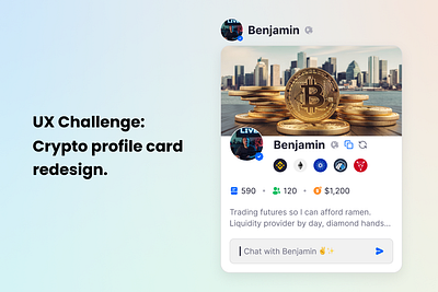 UX Challenge: Crypto profile card redesign. clean design figma interface ui ux