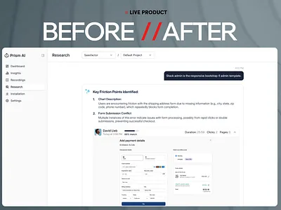 Prism AI Interface Redesign ai saas best design agency best ux designers bottomlineux dashboard data visualization design prismai saas saas redesign saasfactor ui ux ux boost web app web desing yc