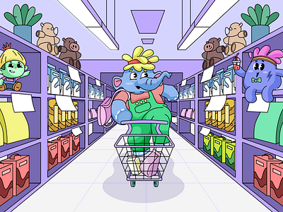 ZUZU MART Illustration – Mascot in a Mall brand illustration branding design cartoon character character design graphic design illustration illustration design illustrator logo logo illustration mart mascot illustration minimal product design vector vector illustration