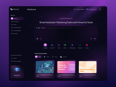 AI Smart Assistant Dashboard Design ai ai smart assistant dashboard dark dashboard dashboard design design home page marketing modern trend ui ui design uxui web design