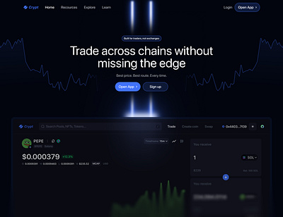 DeFi Landing Page-Exploration crypto dapp darkmode defi design hero section landing page product design ui web3