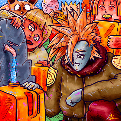 "Rare Water" art branding cartoon characters climate color pencil comic design draw dream ecologie illustration madagascar manga scene water water ink