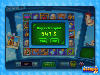 Cockpit: Extra Spin pop-up | Slot game betting cartoon casino casino game crypto gambling game interface game popup game ui game ui ux pop up popup product design slot slot game slot machine slot online slots ui uiux