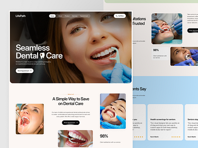 LifePath - Dental Care Landing Page Dsign dental health dental landingpage dental website dento healthcare landing page landing page ui landingpage design oral health product design uiux uiux design user interface design web ui webdesign website website design