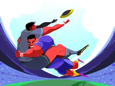 Rugby Illustration Design branding design design concept gif graphic design illustration illustrator league logo poster rugby social sport sports ui ux visual identity web design website website design