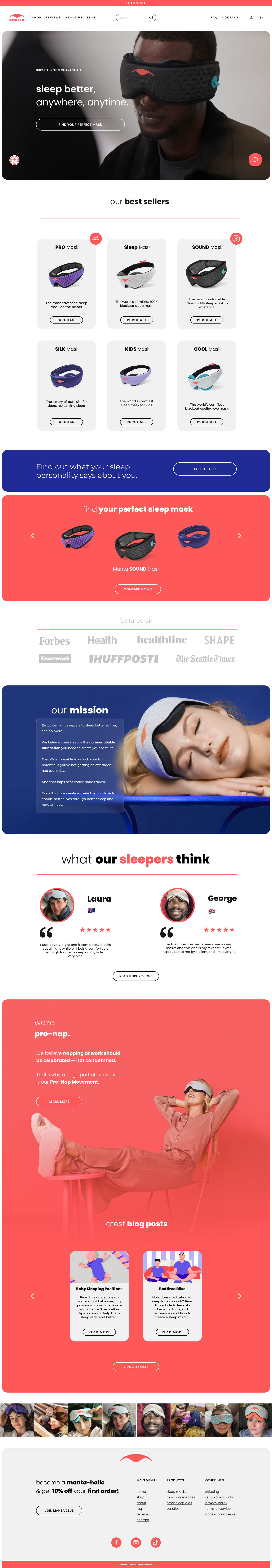Manta Sleep Website redesign ui web