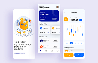 Modern Crypto Mobile App UI Design blockchain ui template