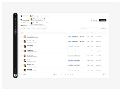 User management — Untitled UI breadcrumbs product design sidebar table ui design user interface