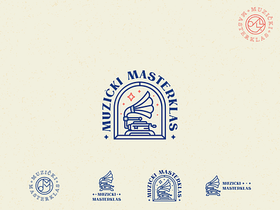 Music Masterclass Logo branding clean education geometric gramophone graphic design logo logo design modern modern vintage monogram music negative space simple vintage