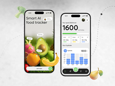 AI Food Tracker ai animation design app design balance calories clean dashboard diet food homepage interaction interface mobile app mobile design modern motion design nutrition scan tracker uiux