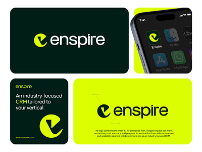 Enspire-logo design, branding brand brand identity branding company logo crm e elogo graphic design icon identity logo logo design logodesign logomark logos modern logo symbol tech vector