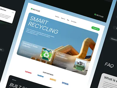E-waste Recycling Website ewaste home page landing page recycling renewable energy ui uiux ux web design website