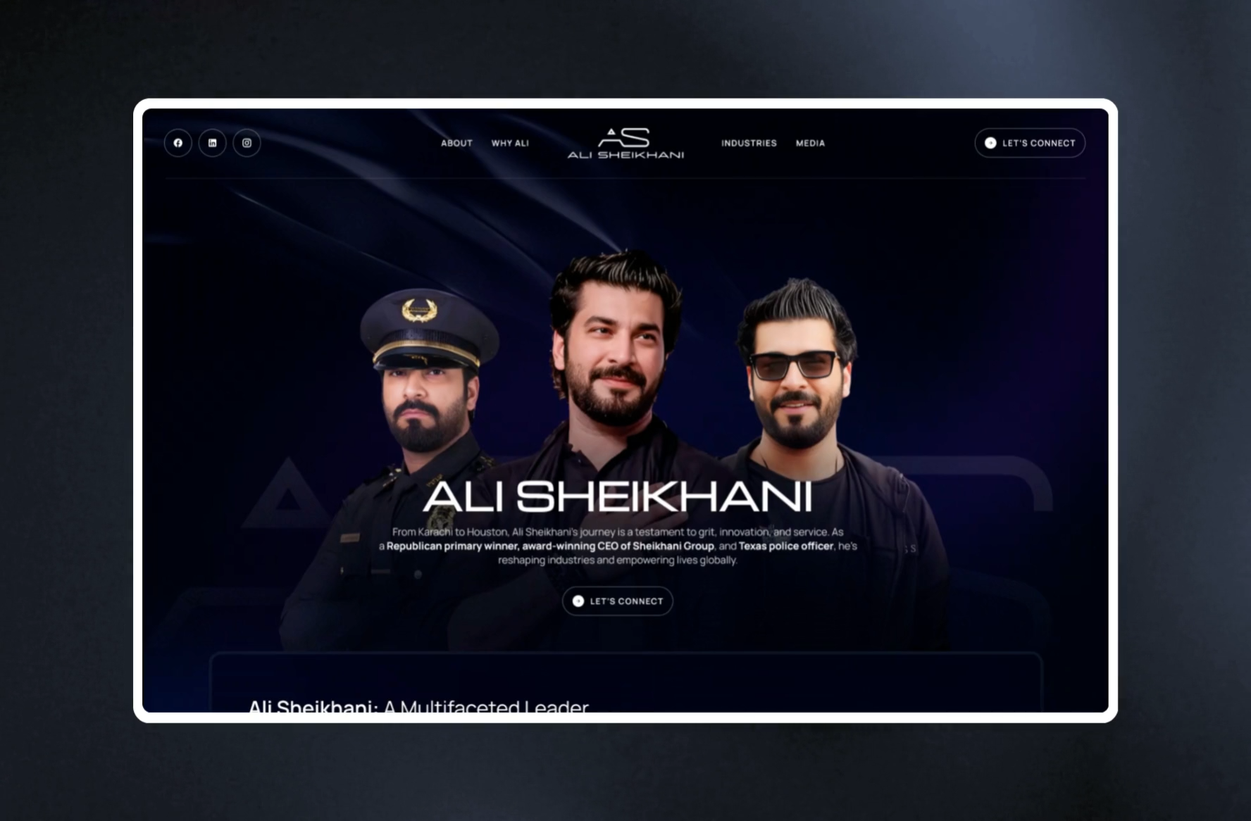 Ali Shiekhani Portfolio Website Redesign about app attractive awards branding contact design designer entrepreneur graphic design influencer landing page portfolio redesign ui web web app website websites