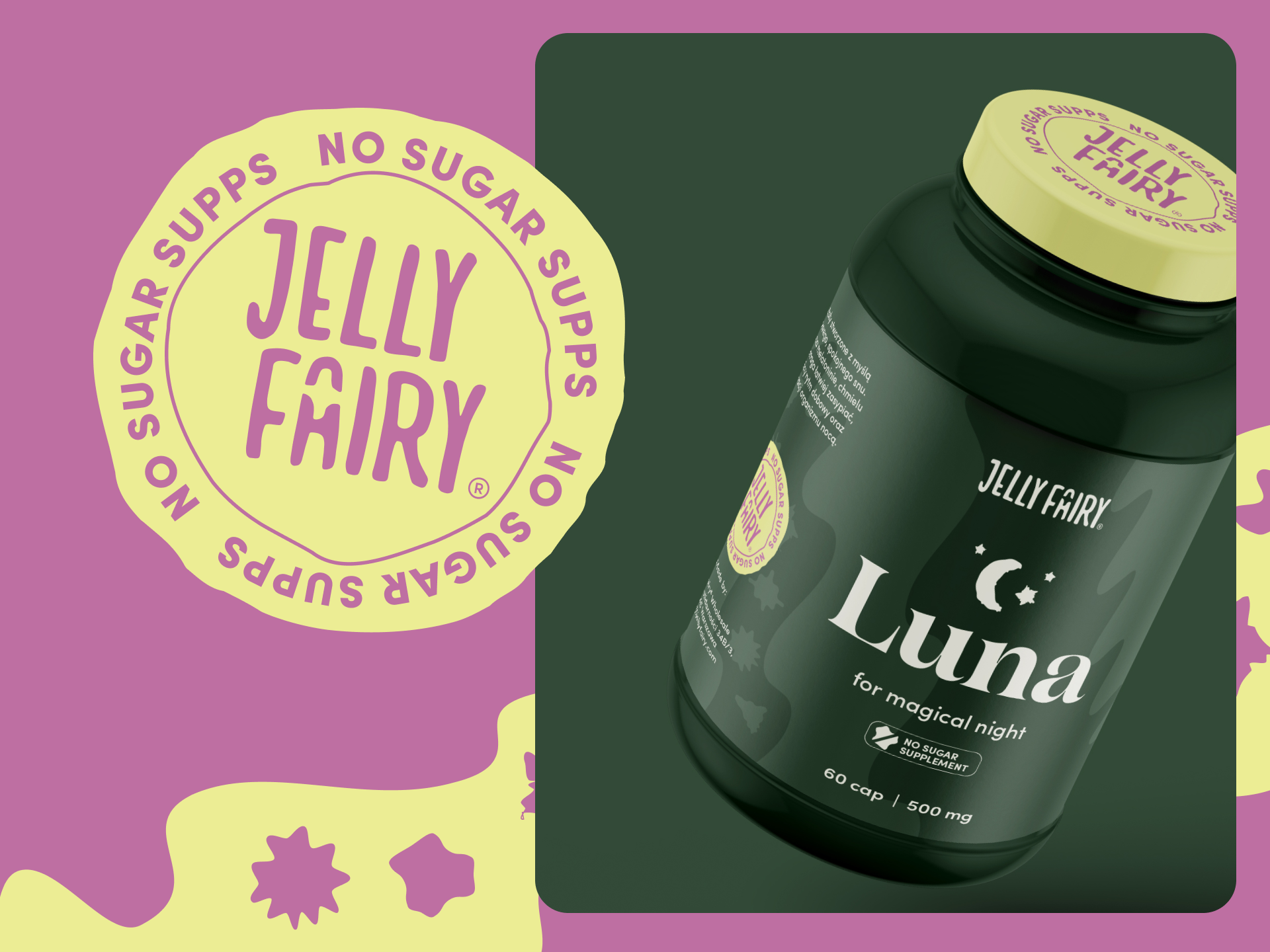 Jelly Fairy® - Brand strategy and visual identification brand brandbook branding fairy gadgets gems guideline health identity jelly logo logotype magic mark materials naming strategy supplements