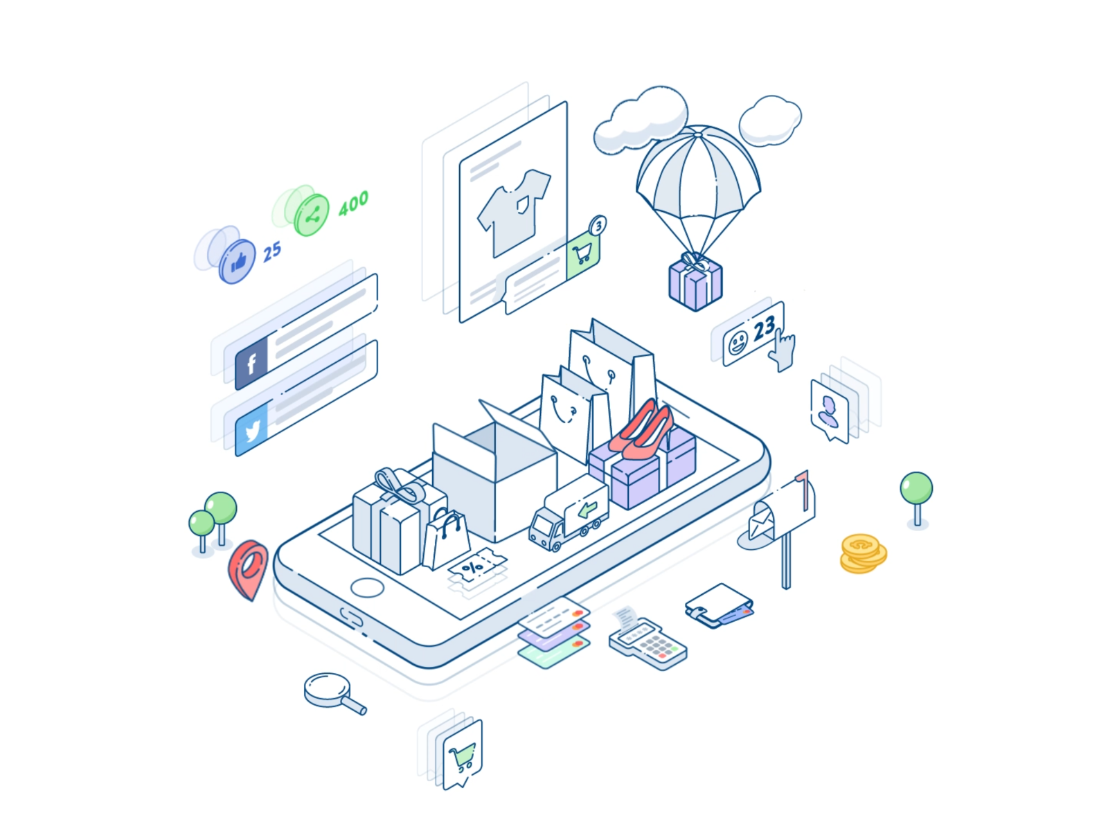 E-commerce Isometric illustration animation e commerce ecommerce icon icons illustration isometric product shop shopify