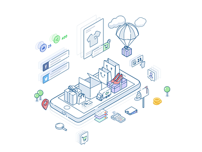 E-commerce Isometric illustration animation e commerce ecommerce icon icons illustration isometric product shop shopify