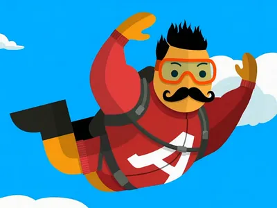 Airbrake Brand Work: Exception Paratrooper ai branding character devtools enterprise saas