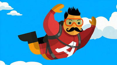Airbrake Brand Work: Exception Paratrooper ai branding character devtools enterprise saas