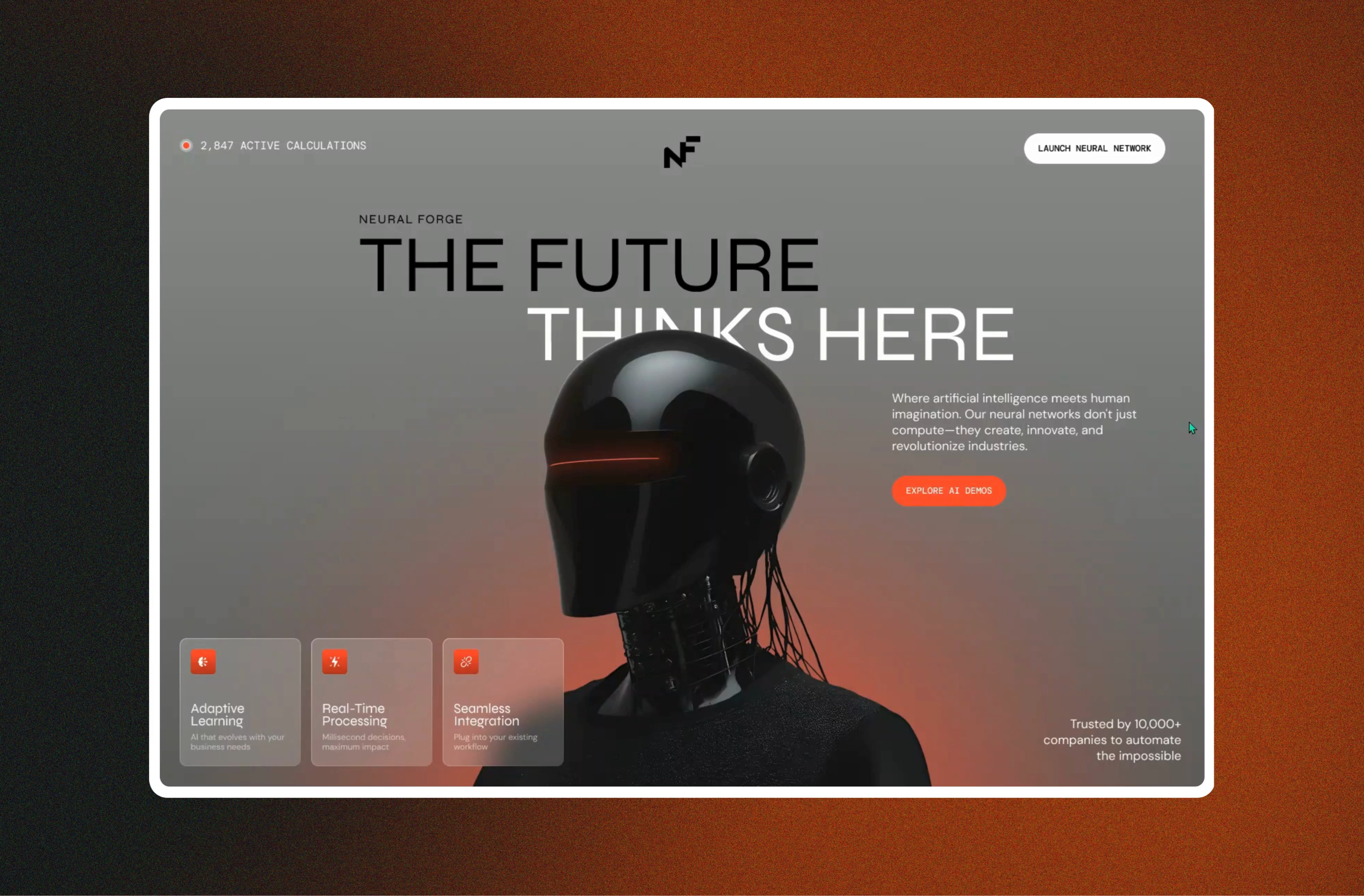 AI SaaS Company Website Design ai animation artificial intelligence branding company design designer futuristic gpt landing page modern process product saas services stats ui web website websites