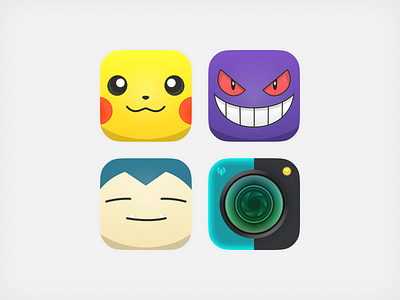 App Icon Concept 03 app app icon concept gengar icon ios mobile pikachu pokemon pokémon snap snorlax