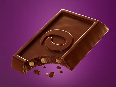 3D Chocolate Visualization 3d bite c4d chocolate food modeling realism redshift render sculpting snack texture visualization