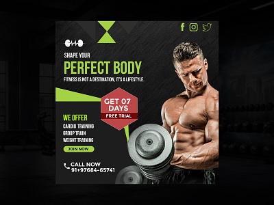 FITNESS POST (GYM) brand branding design fitness graphic design gympost photoshop post