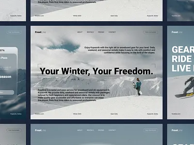 Frostline - Web Design (3/30) modern mountain noise effect ski snow snowboarding ui web design white