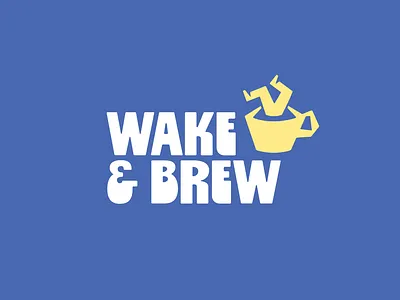 Wake & Brew beverage brand identity branding break café coffee cup drink energy figure human legs logo logo design morning mug person silhouette